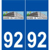 92 Nanterre logo autocollant plaque stickers ville