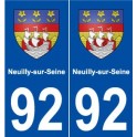 92 Neuilly-sur-Seine, francia escudo de armas de la calcomanía de la placa de la etiqueta engomada de la ciudad