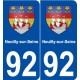 92 Neuilly-sur-Seine blason autocollant plaque stickers ville