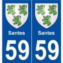 59 Santes blason autocollant plaque stickers ville