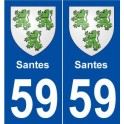 59 Santes blason autocollant plaque stickers ville