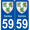 59 Santes blason autocollant plaque stickers ville