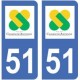 51 Marne autocollant plaque