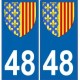 48 Lozère autocollant plaque blason armoiries stickers département