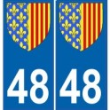 48 Lozère de la etiqueta engomada de la placa de escudo de armas el escudo de armas de pegatinas departamento