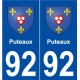 92 Puteaux blason autocollant plaque stickers ville