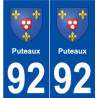 92 Puteaux blason autocollant plaque stickers ville