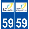 59 Sequedin logo autocollant plaque stickers ville