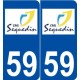 59 Sequedin logo autocollant plaque stickers ville