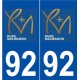 92 Rueil-Malmaison logo autocollant plaque stickers ville
