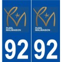 92 Rueil-Malmaison logo autocollant plaque stickers ville