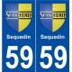 59 Sequedin blason autocollant plaque stickers ville