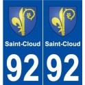 92 Saint-Cloud, el escudo de armas de la etiqueta engomada de la placa de pegatinas de la ciudad