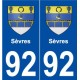 92 Sèvres blason autocollant plaque stickers ville