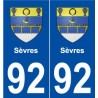 92 Sèvres blason autocollant plaque stickers ville