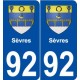 92 Sèvres blason autocollant plaque stickers ville