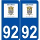 92 Sèvres logo autocollant plaque stickers ville