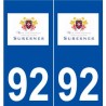 92 Suresnes logo autocollant plaque stickers ville