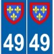 49 Maine et Loire autocollant plaque blason armoiries stickers département