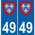 49 Maine et Loire autocollant plaque blason armoiries stickers département