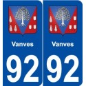 92 Vanves blason autocollant plaque stickers ville