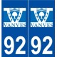 92 Vanves logo autocollant plaque stickers ville