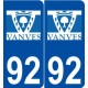 92 Vanves logo autocollant plaque stickers ville