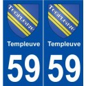 59 Templeuve blason autocollant plaque stickers ville