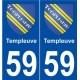 59 Templeuve blason autocollant plaque stickers ville