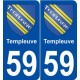 59 Templeuve blason autocollant plaque stickers ville