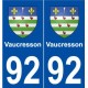 92 Vaucresson blason autocollant plaque stickers ville