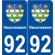 92 Vaucresson blason autocollant plaque stickers ville