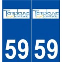 59 Templeuve logo autocollant plaque stickers ville