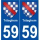 59 Téteghem blason autocollant plaque stickers ville