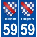 59 Téteghem blason autocollant plaque stickers ville