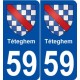 59 Téteghem blason autocollant plaque stickers ville
