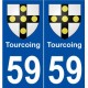 59 Tourcoing blason autocollant plaque stickers ville
