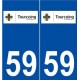 59 Tourcoing logo autocollant plaque stickers ville