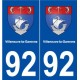 92 Villeneuve-la-Garenne blason autocollant plaque stickers ville