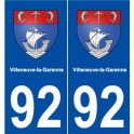 92 Villeneuve-la-Garenne blason autocollant plaque stickers ville