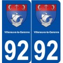 92 Villeneuve-la-Garenne blason autocollant plaque stickers ville
