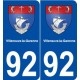92 Villeneuve-la-Garenne blason autocollant plaque stickers ville