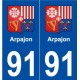91 Arpajon blason autocollant plaque stickers ville