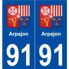 91 Arpajon blason autocollant plaque stickers ville