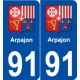 91 Arpajon blason autocollant plaque stickers ville