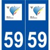 59 Valenciennes logo autocollant plaque stickers ville