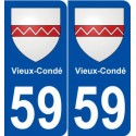 59 Vieux-Condé blason autocollant plaque stickers ville