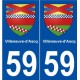 59 Villeneuve-d'Ascq blason autocollant plaque stickers ville