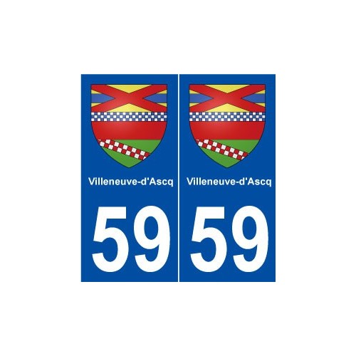 59 Villeneuve-d'Ascq blason autocollant plaque stickers ville