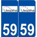 59 Wasquehal logo autocollant plaque stickers ville